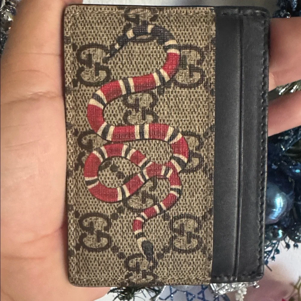 NWOT GUCCI GG Supreme Kingsnake Card Holder w/ Box & COA